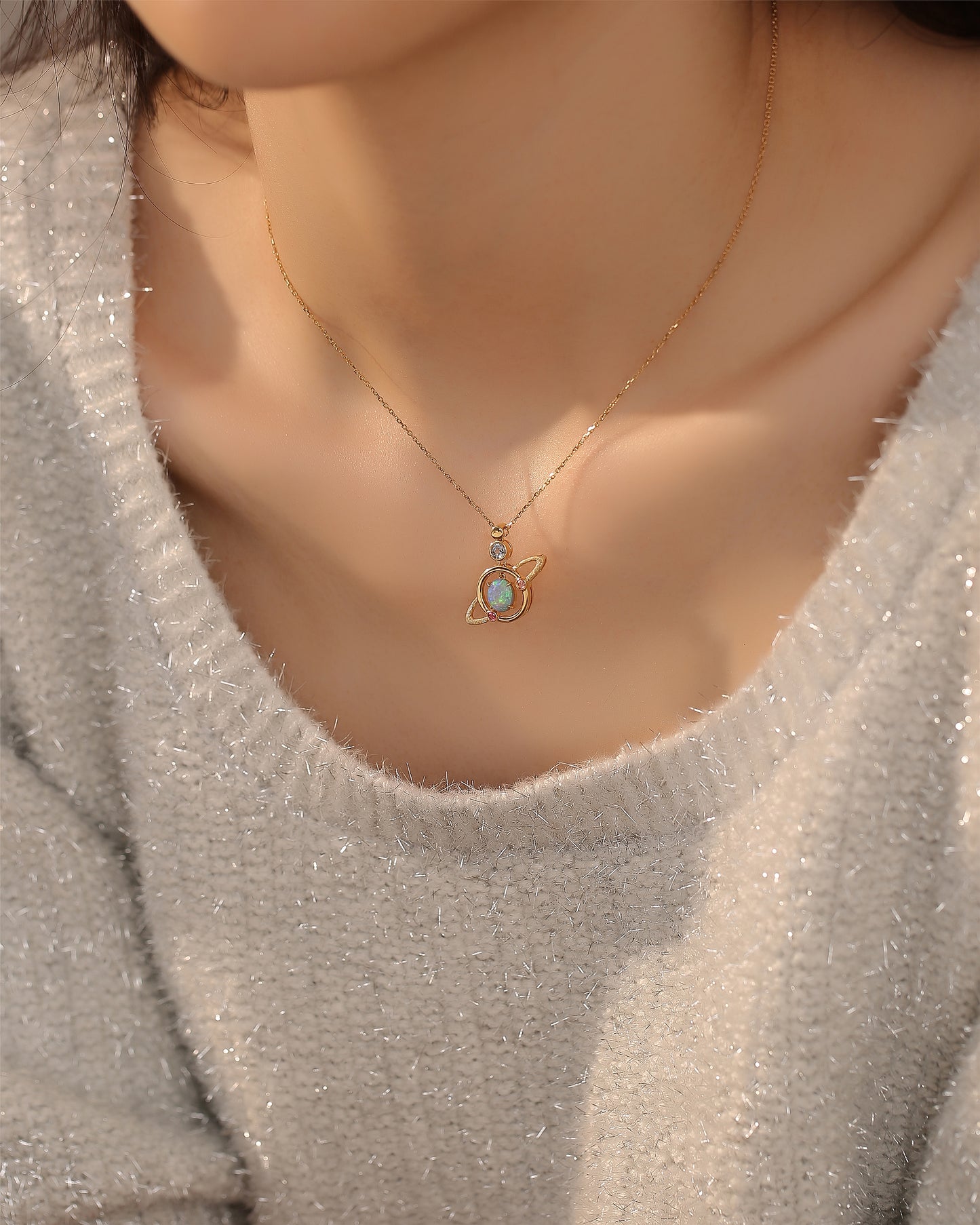 Saturn Opal Pendant