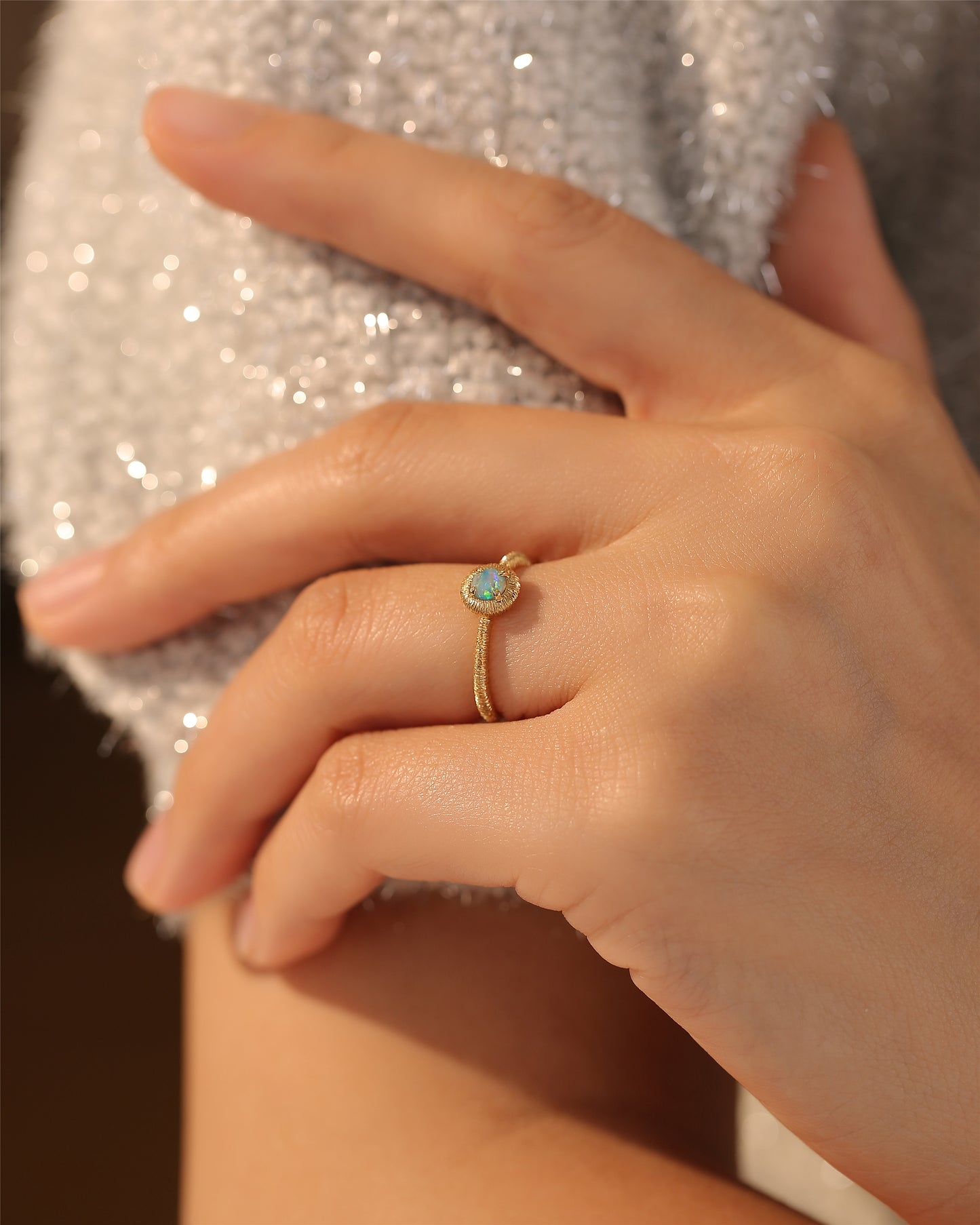 Rigato Texture Opal Ring