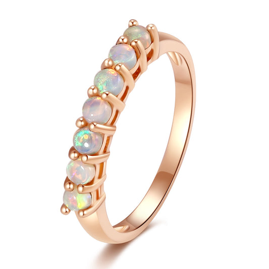 18K Gold Australian Opal Eternity Ring