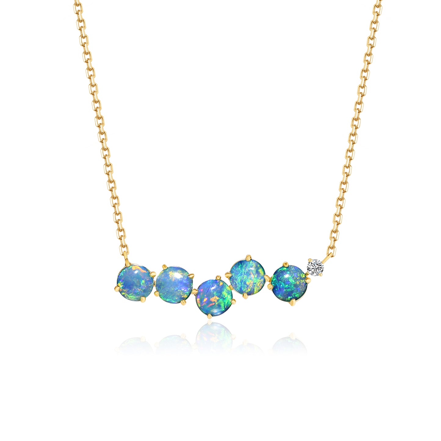 Natural Australian opal necklace with diamond