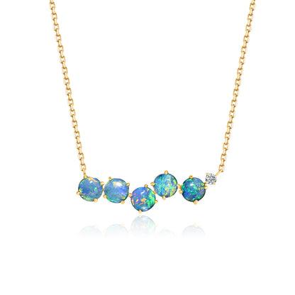 Natural Australian opal necklace with diamond