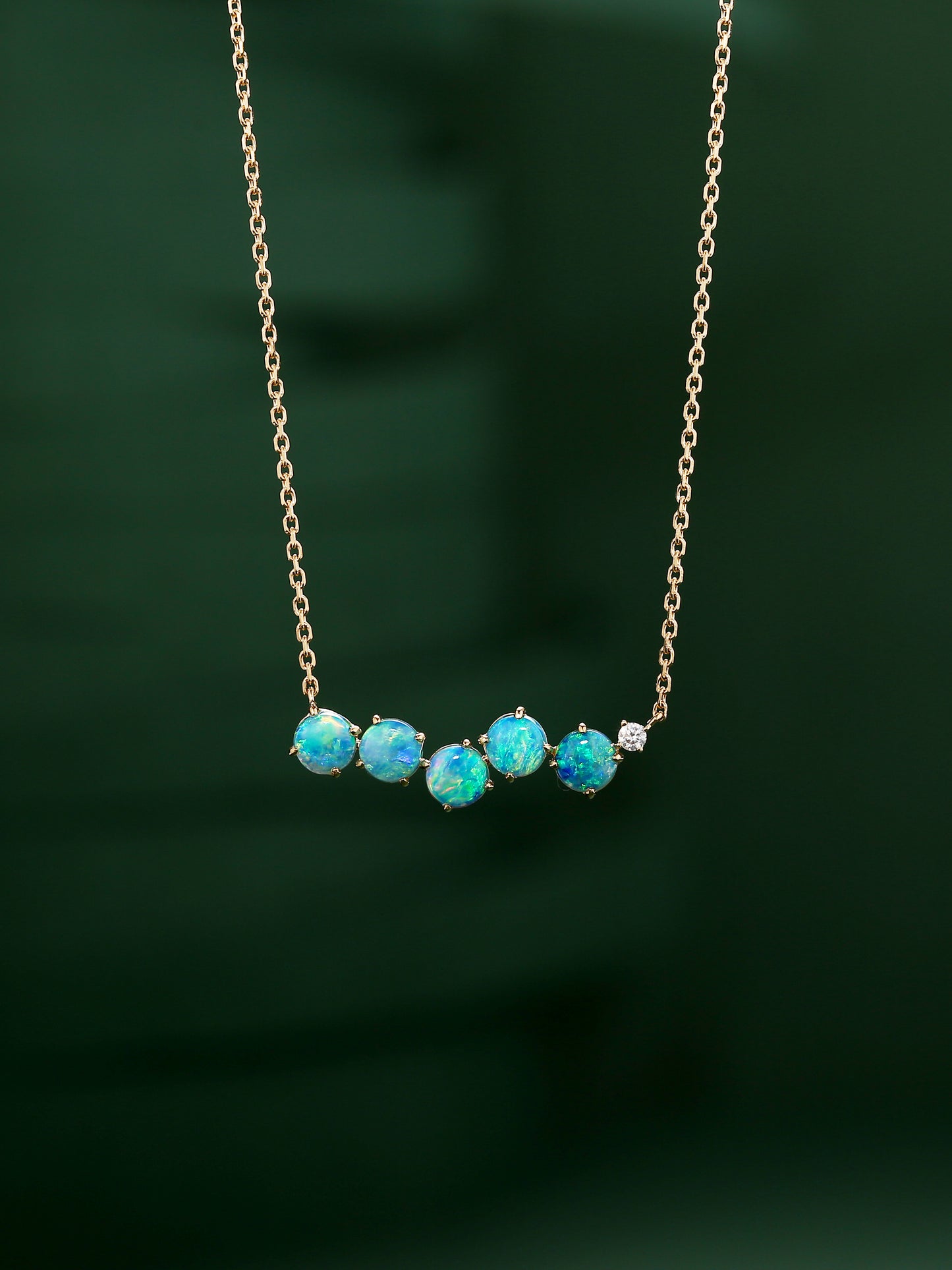 Natural Australian opal necklace with diamond