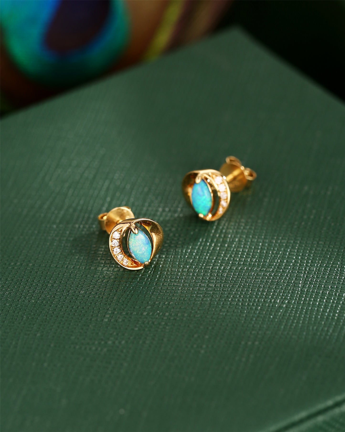 18K gold Australian Opal Earrings