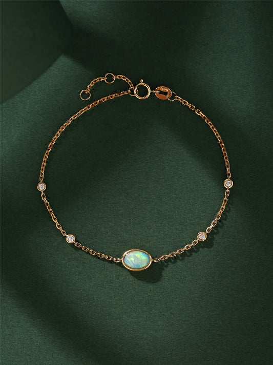 Single Opal with diamonds bracelet